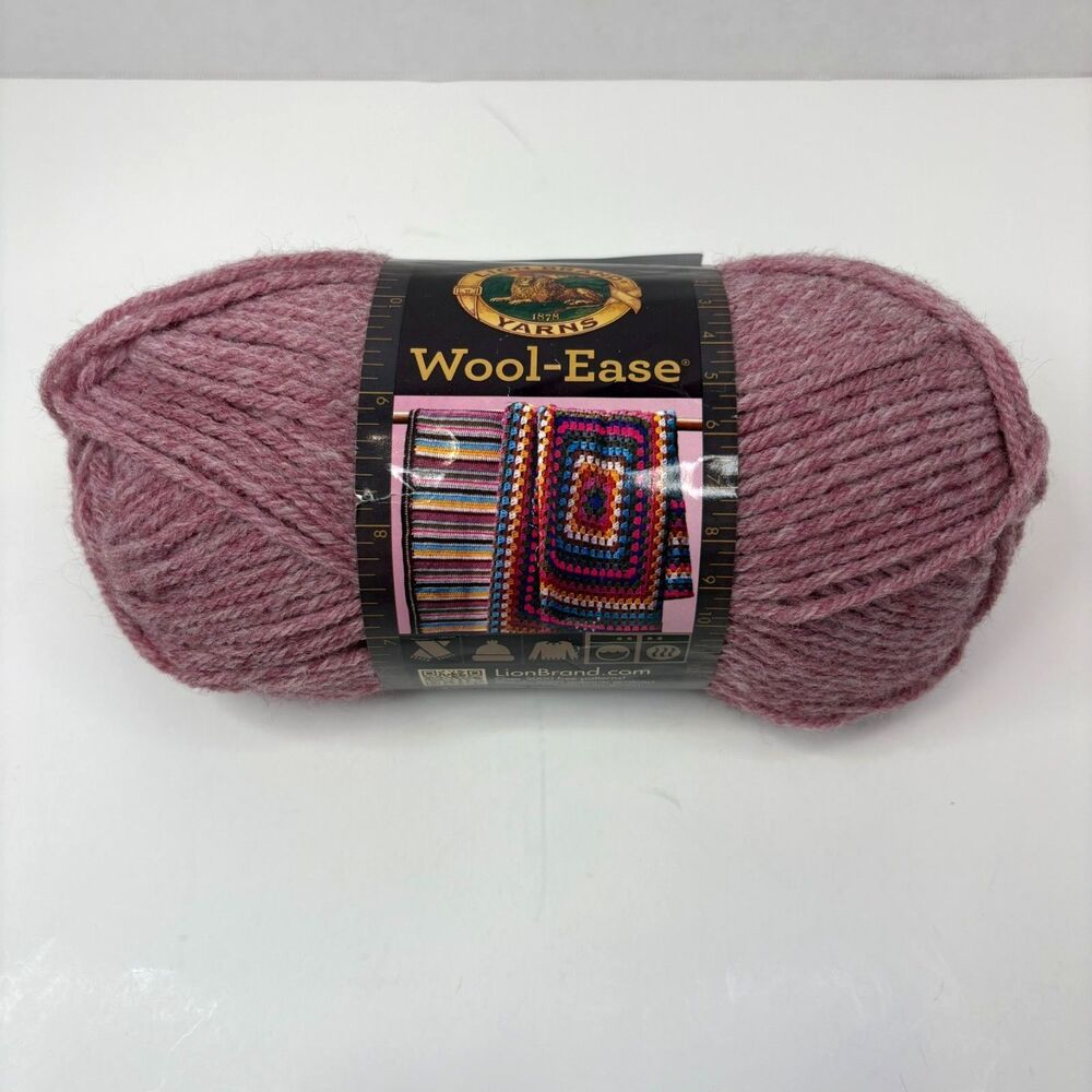 Lion Brand Wool-Ease Yarn Rose Heather 3oz Worsted Medium 4 Pink Acrylic Blend